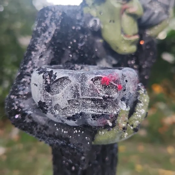 Frankenstein Halloween , Long Pumpkin Candle Holders W Glitter Detail "Beware" - Picture 6 of 8